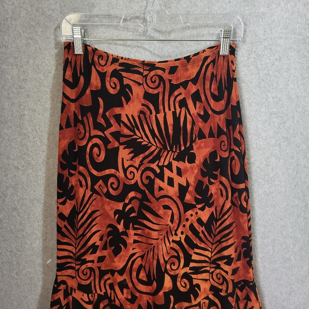 Coldwater Creek No Iron Midi Skirt Sz S Black Rust Flounce Hem Fairy Grunge Y2K - Picture 2 of 10